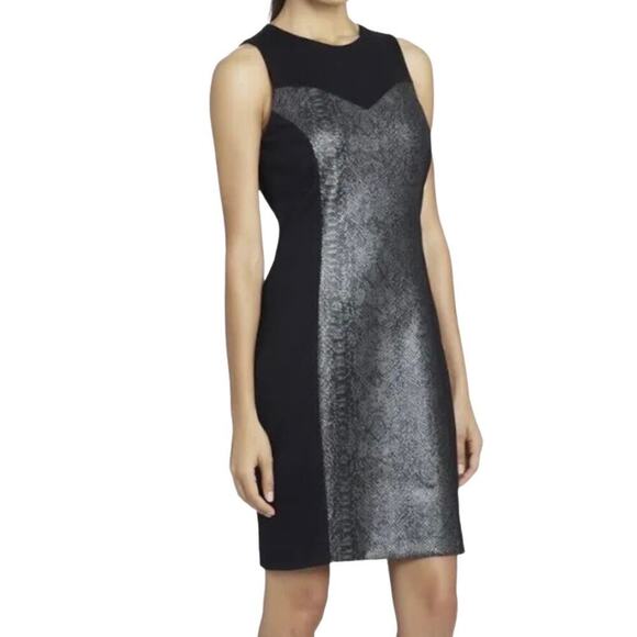 Cynthia Steffe Dress Snake Print Ponte Stretch Knit Sleeveless Sheath Mini Black - Picture 1 of 8